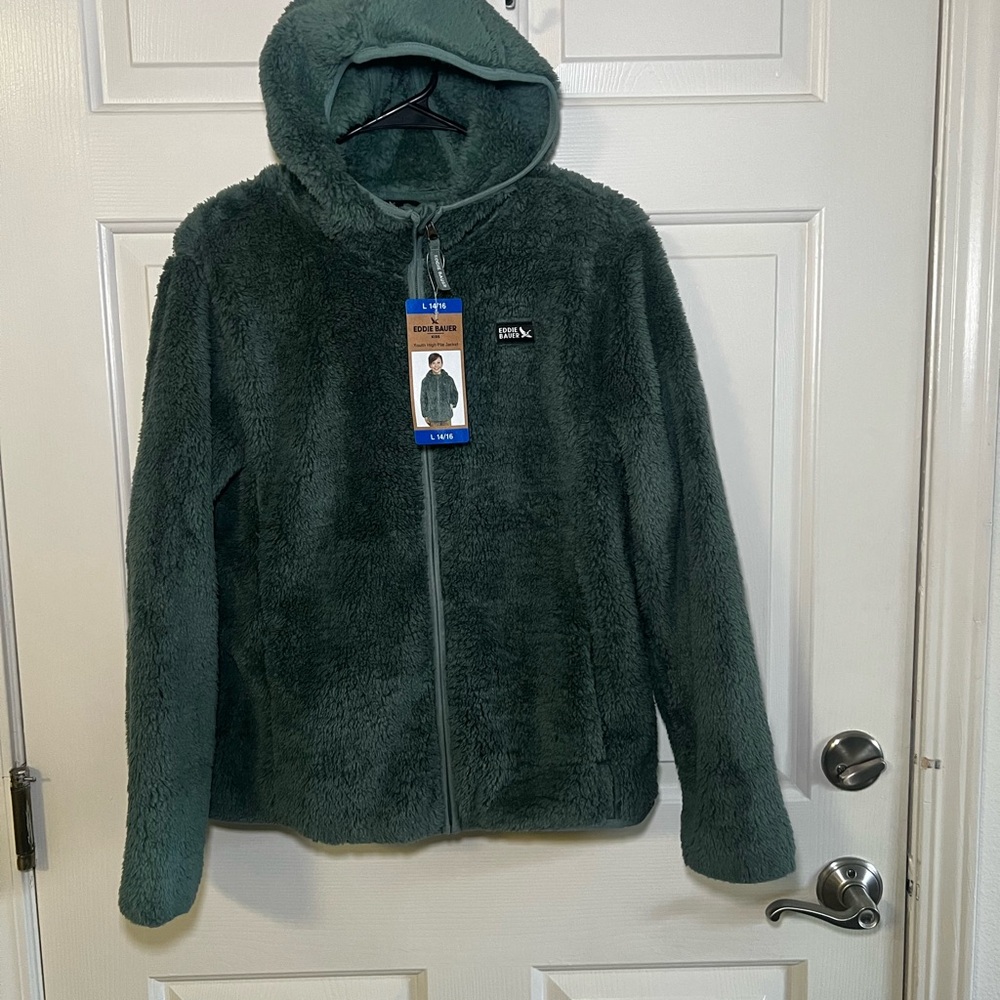NWT‎ Eddie Bauer Boys Kid Quest Fleece Plush Green Winter Hooded Jacket